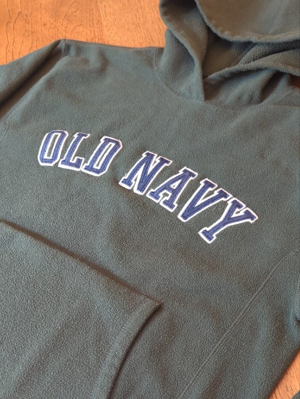 Vintage 90s/Y2K Old Navy Forest Green Fleece Hoodie Gorpcore - Picture 2 of 6